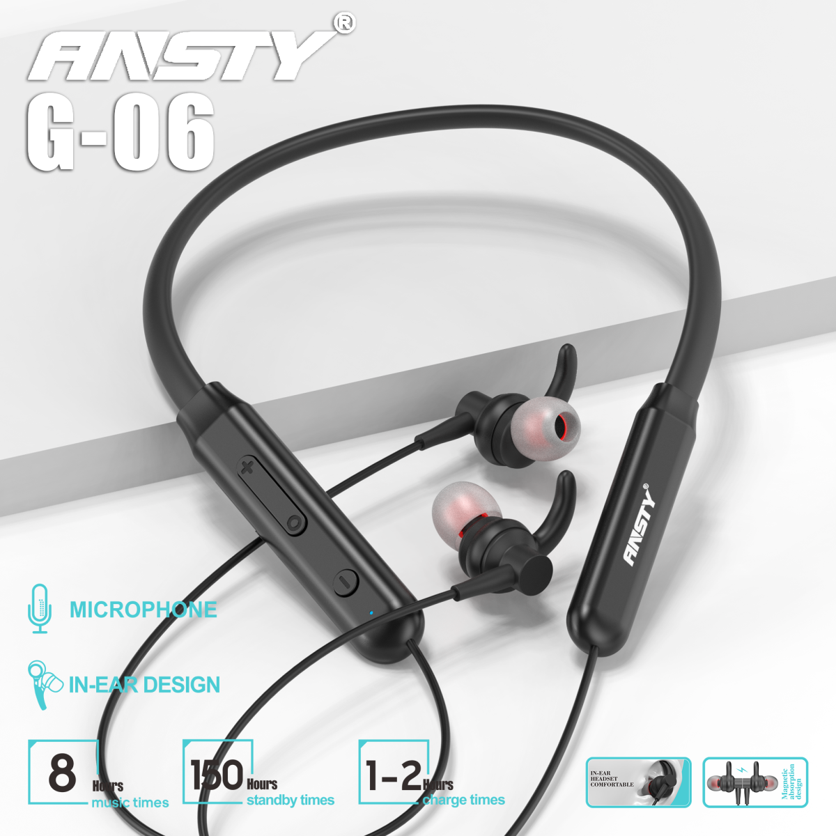 Magnet Wireless Neckband Blutooth Handfree - ANSTY Headsets in Sri Lanka