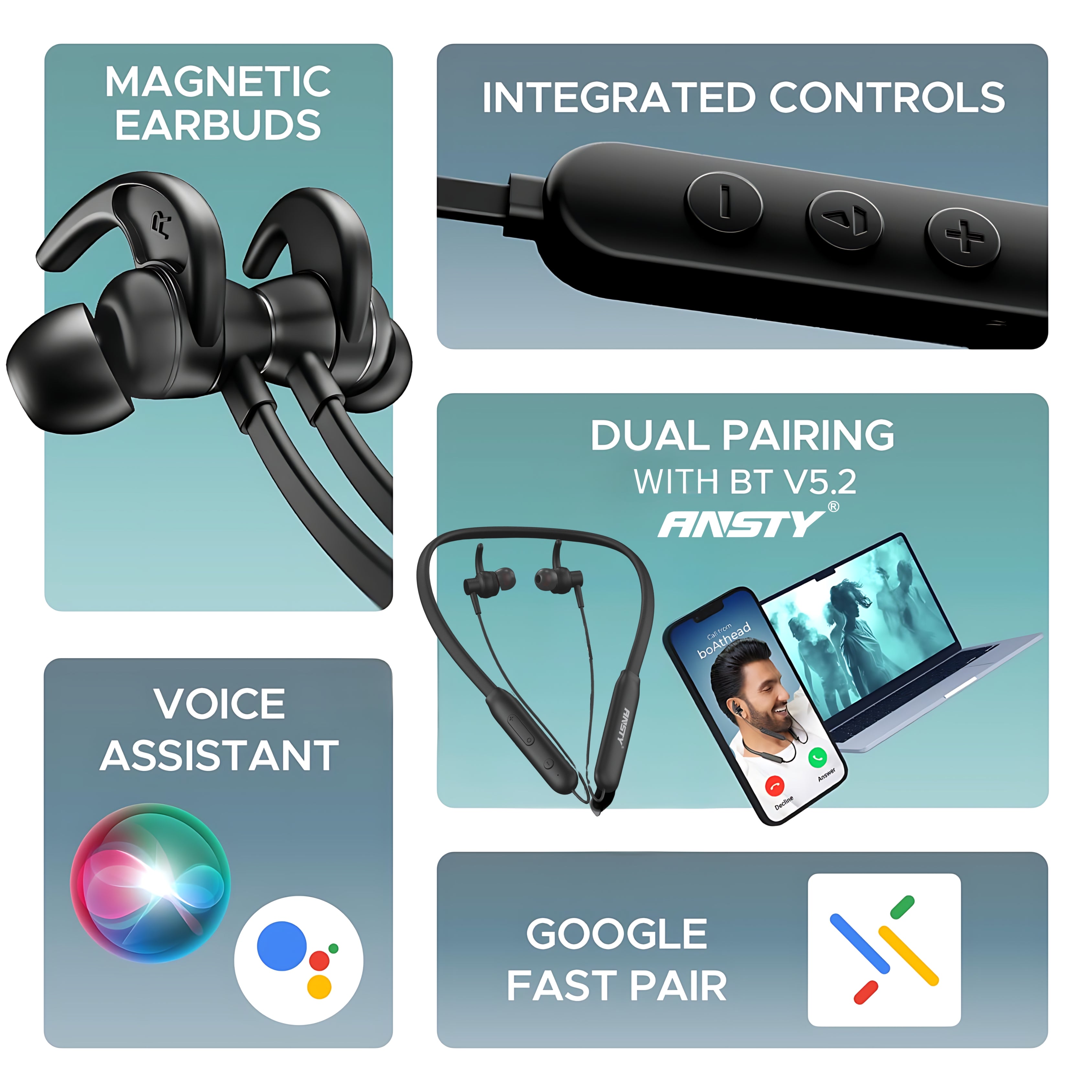 Magnet Wireless Neckband Blutooth Handfree View