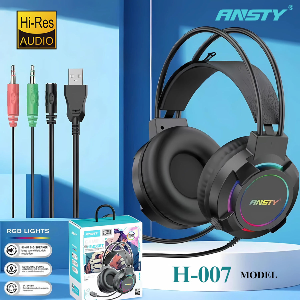 ANSTY RGB GAMING HEADPHONE HEADSET View